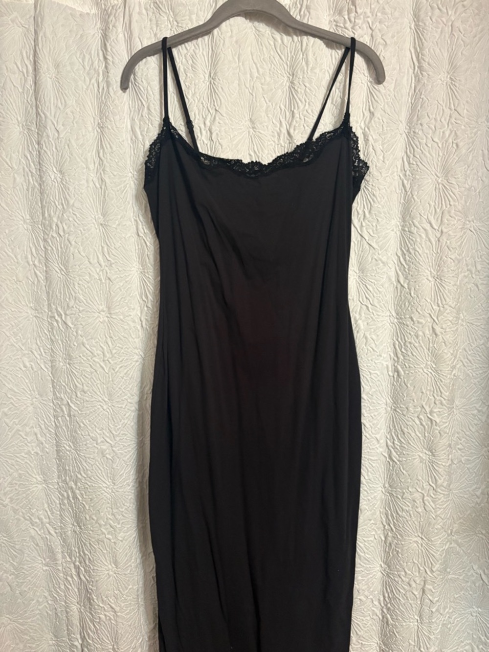 SKIMS Black Lace-Trim Slip Dress